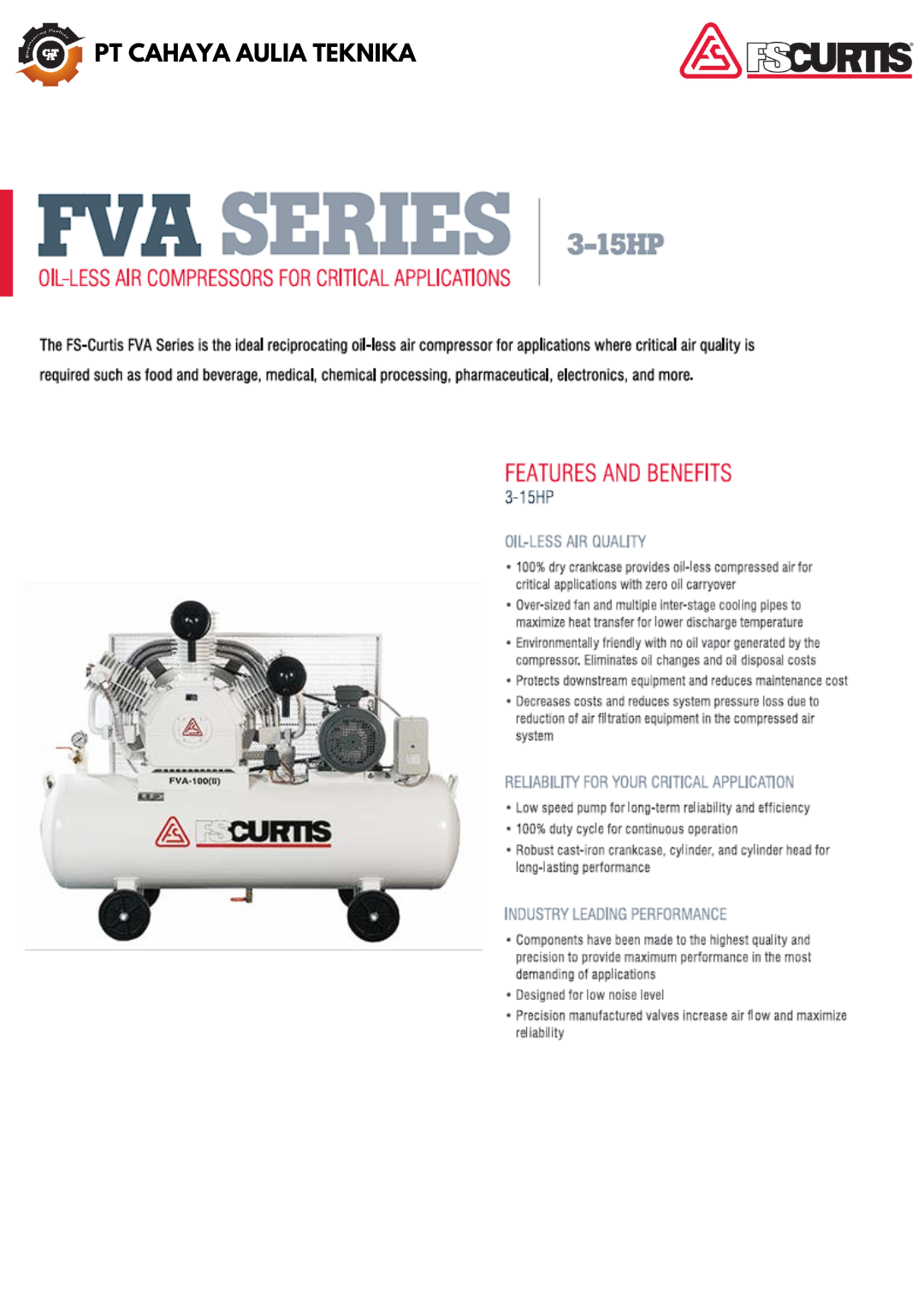 FS Curtis FVA Series Oil-Less Air Compressors